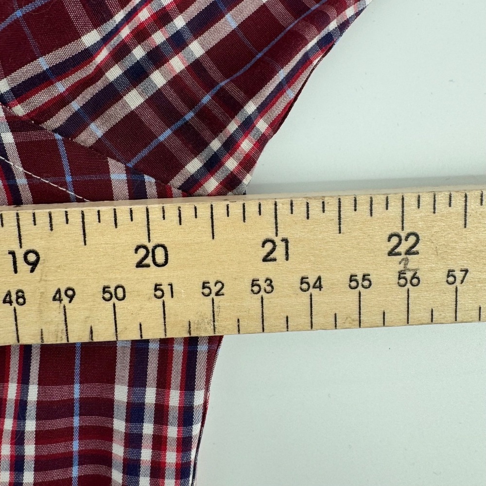 UNTUCKit Mens Small Wrinkle Free Plaid Button Down Shirt Burgundy Blue White - Picture 5 of 7